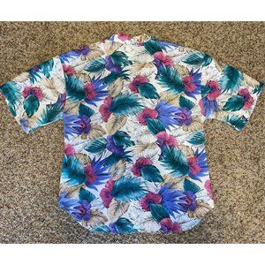 Vintage Size 12/L - 80s CABRAIS Women's Floral Print Button Up Shirt~Great Cond.